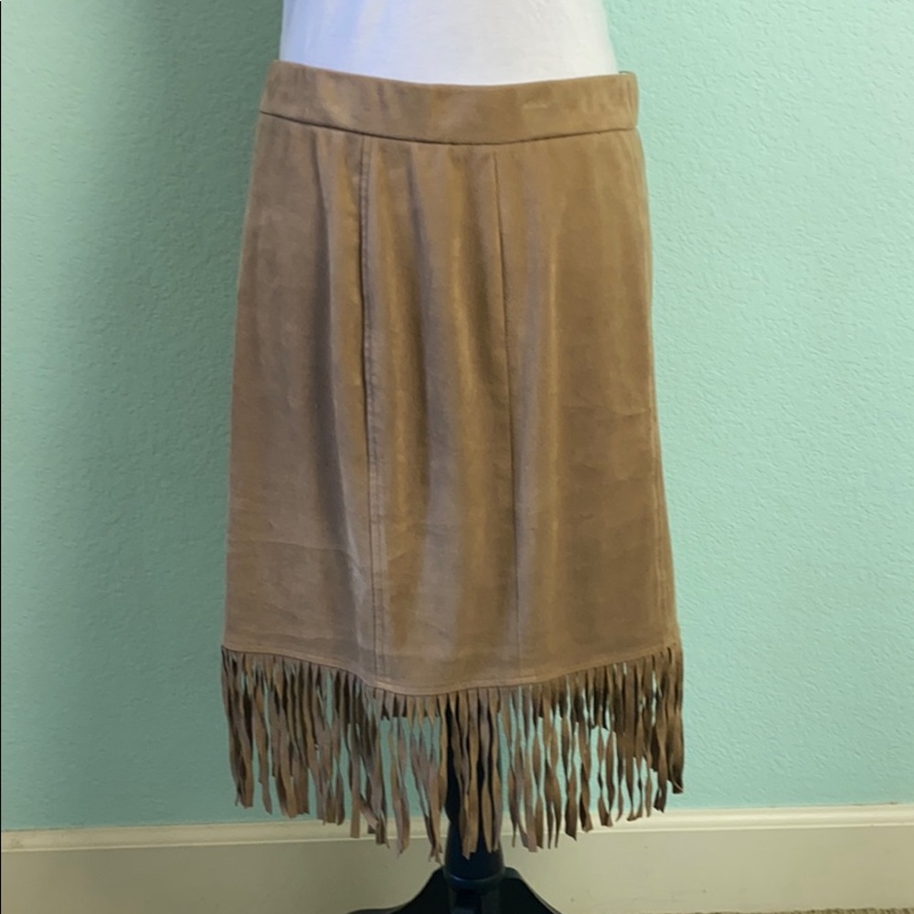 Fringed BOHO suede-like skirt